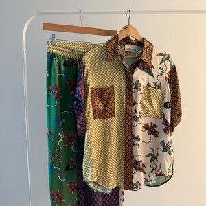 Alemais Floral and Geometric Shirt and Pants Set